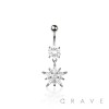 316L SURGICAL STEEL MULTI CZ STARBURST DANGLE BELLY BUTTON NAVEL RING 